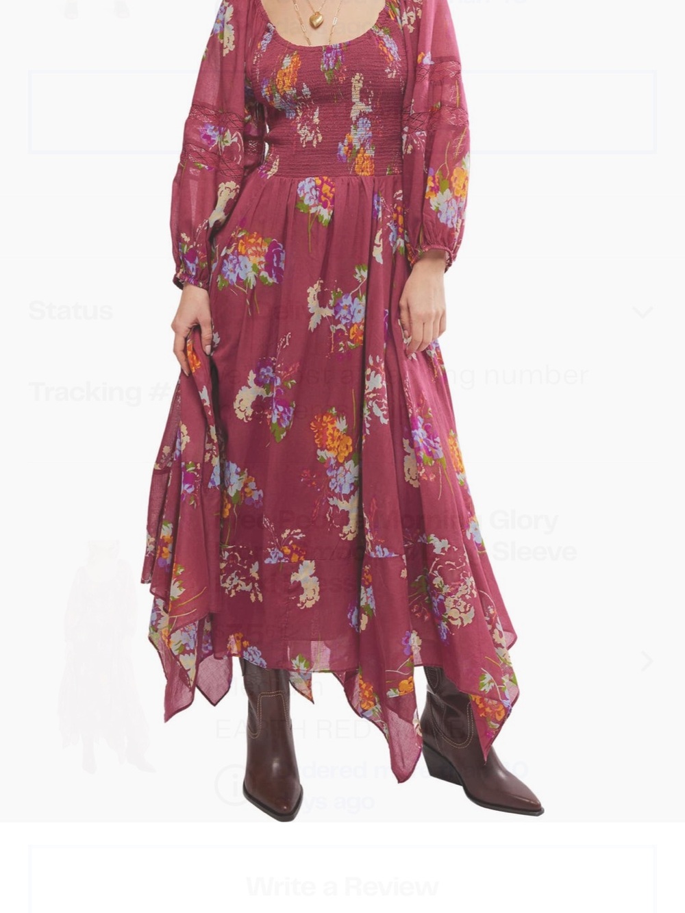 Free People Floral Handkerchief-Hem Maxi Dress in Berry Multi